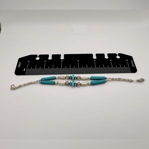 Silver and Turquoise Beaded Bracelet